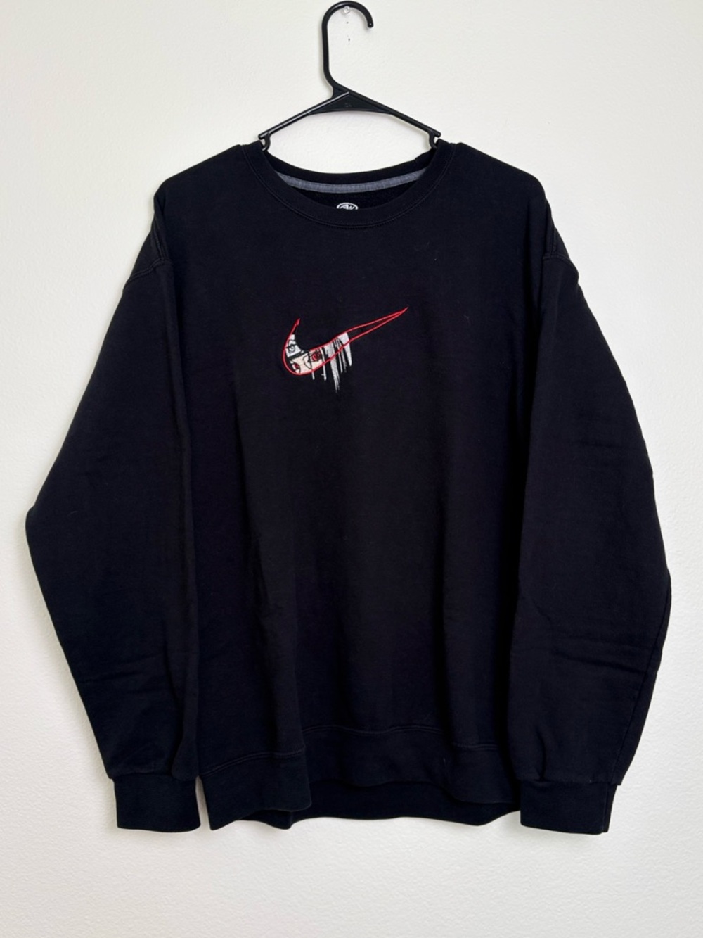 Athletic Works Black Graphic Itatchi Uchiha Swoosh Crewneck Sweatshirt Large